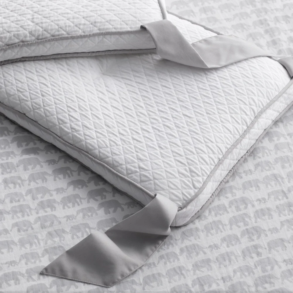RH Elephant Print Crib Fitted Sheet - French Blue